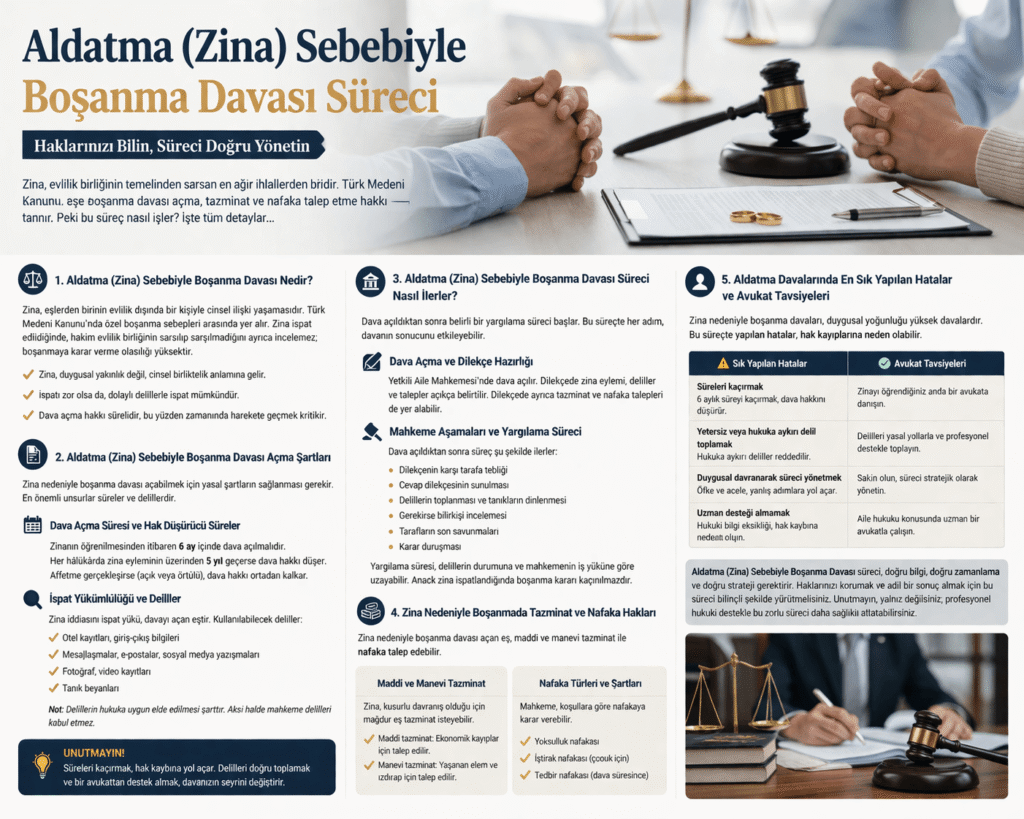 Aldatma (Zina) Sebebiyle Boşanma Davası Süreci Aldatma (Zina) Sebebiyle Boşanma Davası